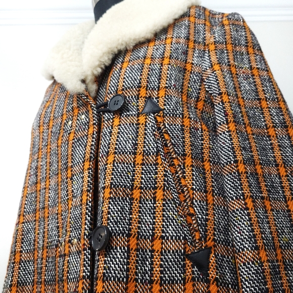 Marni Shearling Wool Check Plaid Toggle Coat - Picture 8 of 14